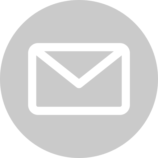 Black envelope icon centered inside a gray circular background.