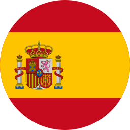 Flag of Spain with horizontal red and yellow stripes and the national coat of arms on the left yellow stripe.